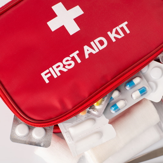 First-Aid kit with all essential elements is an important part of safety in emergancy situations
